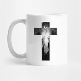 Cross tattoo forest negative Mug